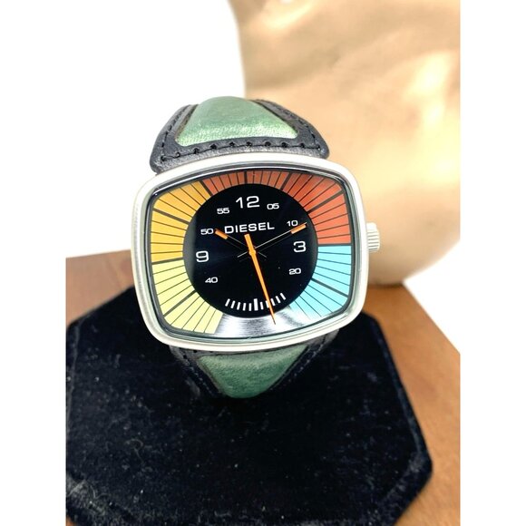 Diesel Women's Watch DZ3022 Quartz Vintage Multicolor Black Leather Band 38mm - Picture 12 of 13